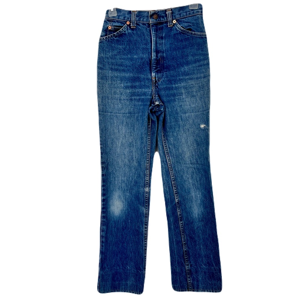 Vintage 70s Levi’s High Waisted 25035-0214 Orange Tab Bootcut Blue Jeans, Size 8